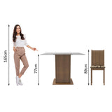 Juego de Comedor Madesa Maya Mesa Tapa de Vidrio con 4 Sillas Marrón/Beige Marrón