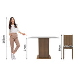 Juego de Comedor Madesa Maya Mesa Tapa de Vidrio con 4 Sillas Marrón/Floral Hibiscos