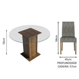Juego de Comedor Mesada de Vidrio Redonda 4 Sillas Mile Marrón/Silver