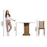 Juego de Comedor Madesa Madu Mesa Tapa de Vidrio Redondo 4 Sillas Marrón/Crema/Beige