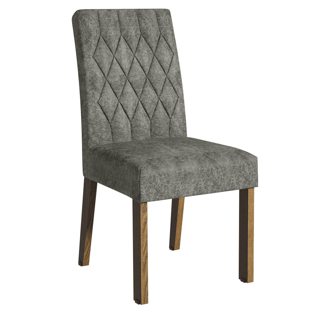 Juego de Comedor Mesa con Tapa de Madera 4 Sillas Marrón/Gris/Plata Livia Madesa