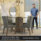 Juego de Comedor con Vidrio Sobrepuesto 4 Sillas Marrón/Gris/Silver Anaju Madesa