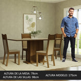 Juego de Comedor Mesa con Tapa de Madera 4 Sillas Crema/Marrón/Beige Elisa Madesa
