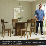 Juego de Comedor Mesa con Tapa de Vidrio 4 Sillas Crema/Marrón/Beige Greta Madesa