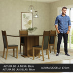 Juego de Comedor con Vidrio Sobrepuesto 4 Sillas Negro/Marrón Greta Madesa