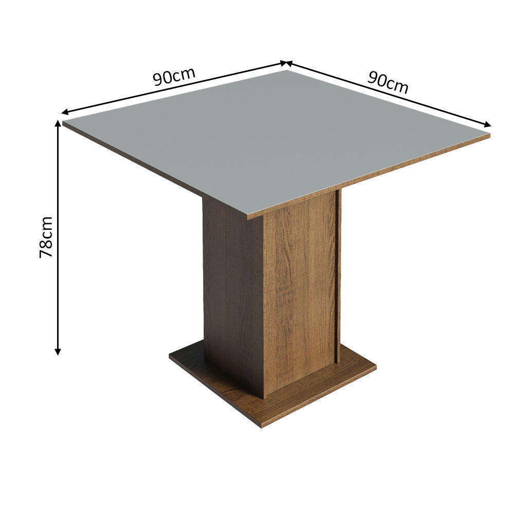 Juego de Comedor Mesa Tapa de Madera 4 Sillas Marrón/Gris/Sintético Beige Samara Madesa