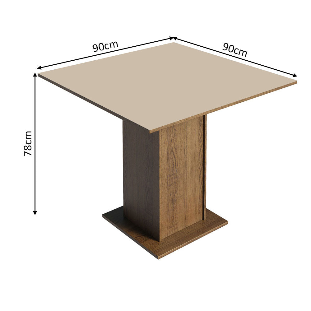 Juego de Comedor Mesa Tapa de Madera 4 Sillas Marrón/Crema/Sintético Beige Claire Madesa