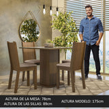 Juego de Comedor Mesa con Tapa de Cristal 4 Sillas Marrón/Crema/Sintético Beige Perla Madesa