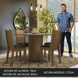 Juego de Comedor Mesa con Tapa de Vidrio 4 Sillas Marrón/Crema/Negro Perla Madesa