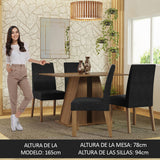 Juego de Comedor Mesa con Tapa de Madera 4 Sillas Marrón/Oxford Agnes Madesa