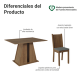 Juego de Comedor Mesada de Madera 4 Sillas Marilyn Marrón/Silver