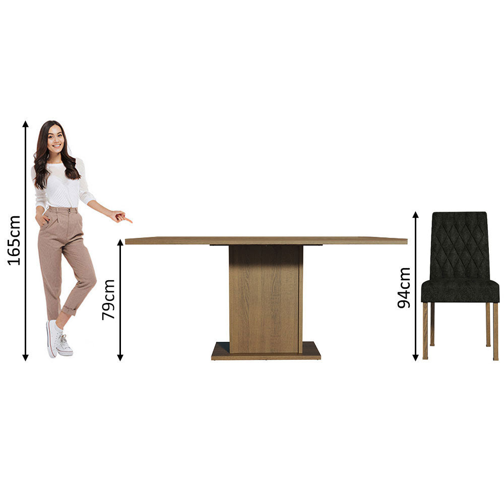 Juego de Comedor Cindy Mesa Rectangular Tapa de Madera con 4 Sillas Oxford Marrón Madesa