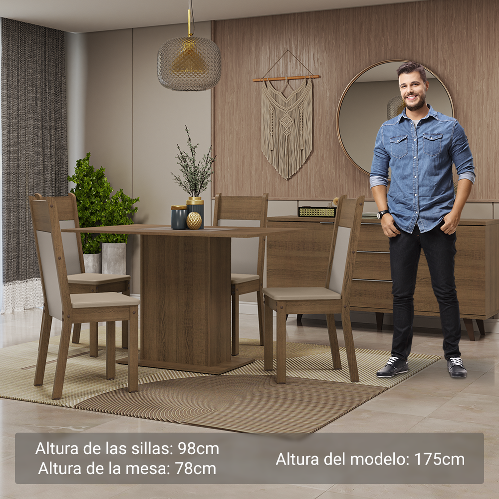 Juego de Comedor con Mesa y 4 Sillas Madesa Sheila MCB