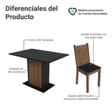 Juego de Comedor con Mesa y 4 Sillas Madesa Camélia MN 01