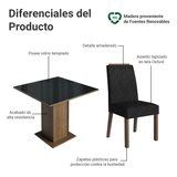 Juego de Comedor Mesada de Vidrio 4 Sillas Sines Marrón/Negro/Oxford