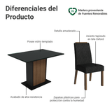 Juego de Comedor Tapa de Vidrio 4 Sillas Marrón/Negro/Oxford Jasmin Madesa
