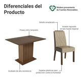 Juego de Comedor Tapa de Vidrio 4 Sillas Marrón/Imperial Pitanga Madesa