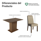 Juego de Comedor Tapa de Madera 4 Sillas Marrón/Imperial Romã Madesa