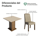 Juego de Comedor Tapa de Madera 4 Sillas Marrón/Crema/Imperial Verbena Madesa