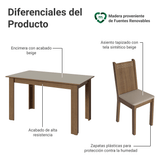 Juego de Comedor Mesa con Tapa de Madera 4 Sillas Marrón/Crema/Sintético Beige Madesa