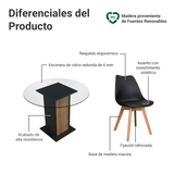 Juego de Comedor Denali Mesa Tapa de Vidrio 4 Sillas Negro/Marrón/Negro Madesa