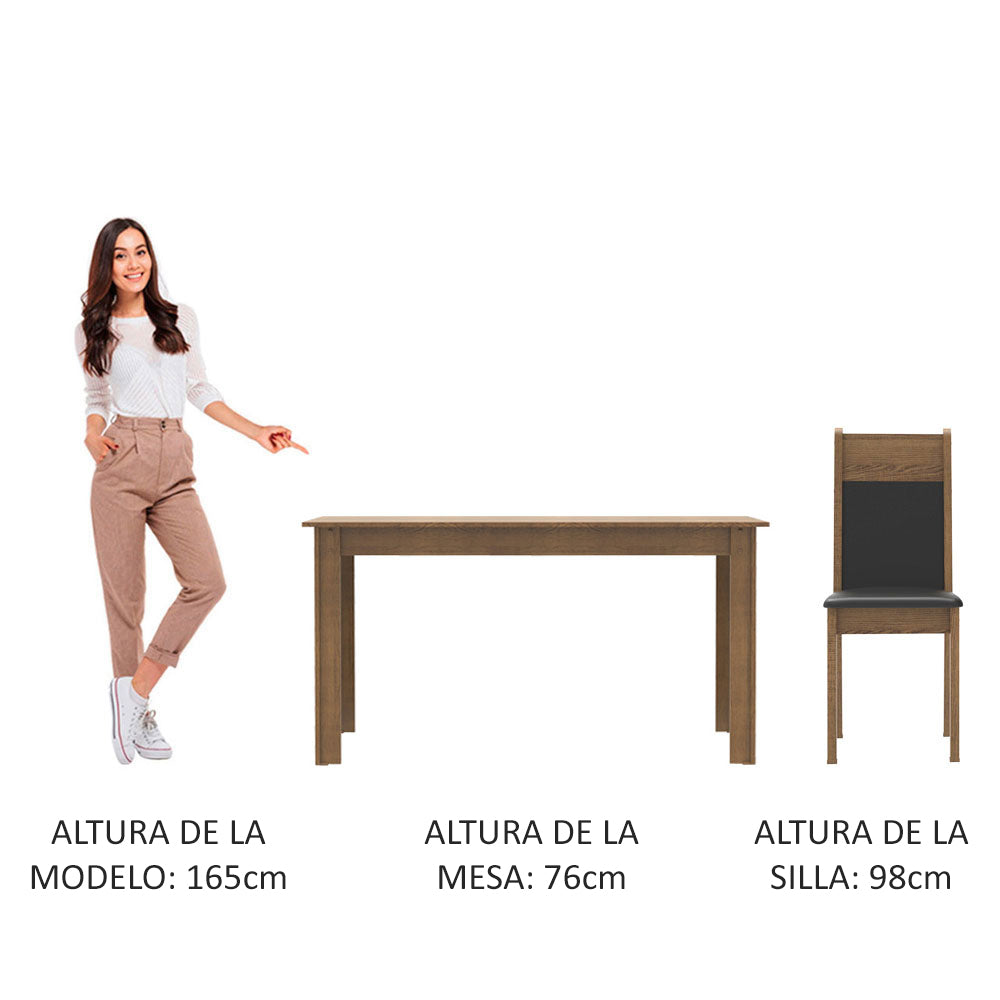 Juego de Comedor 6 Sillas Marrón/Negro Medelin Madesa