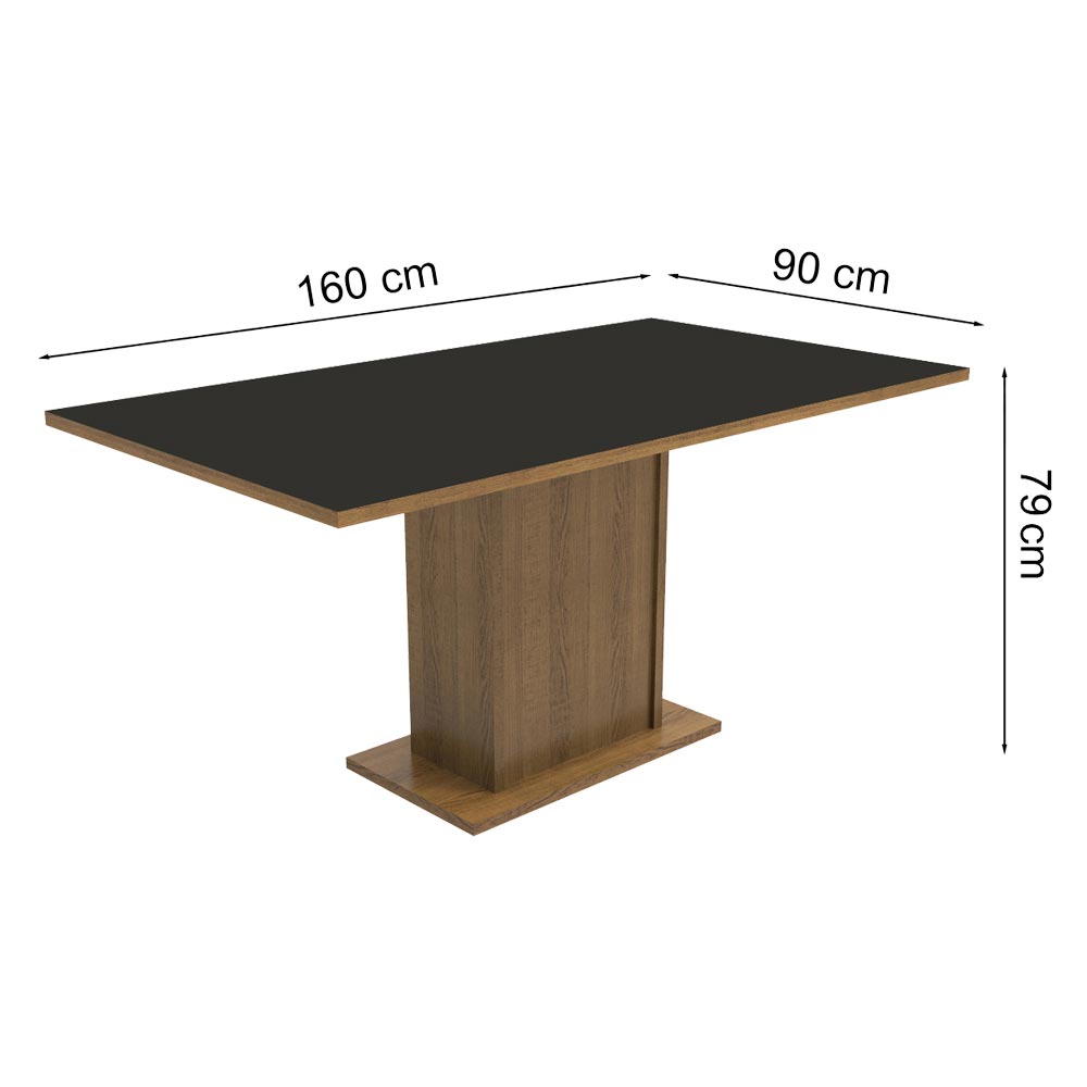 Juego de Comedor Madesa Ohana Mesa Tapa de Madera con 6 Sillas Marrón/Negro/Sintético Negro