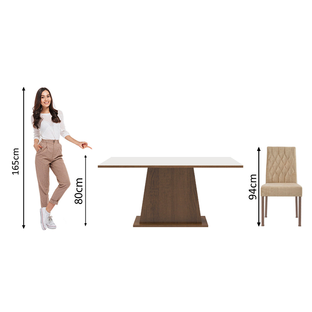 Juego de Comedor Madesa Daniela Mesa Tapa de Madera con 6 Sillas Marrón/Blanco/Imperial