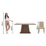 Juego de Comedor Madesa Rafaela Mesa Tapa de Vidrio con 6 Sillas Marrón/Crema/Imperial