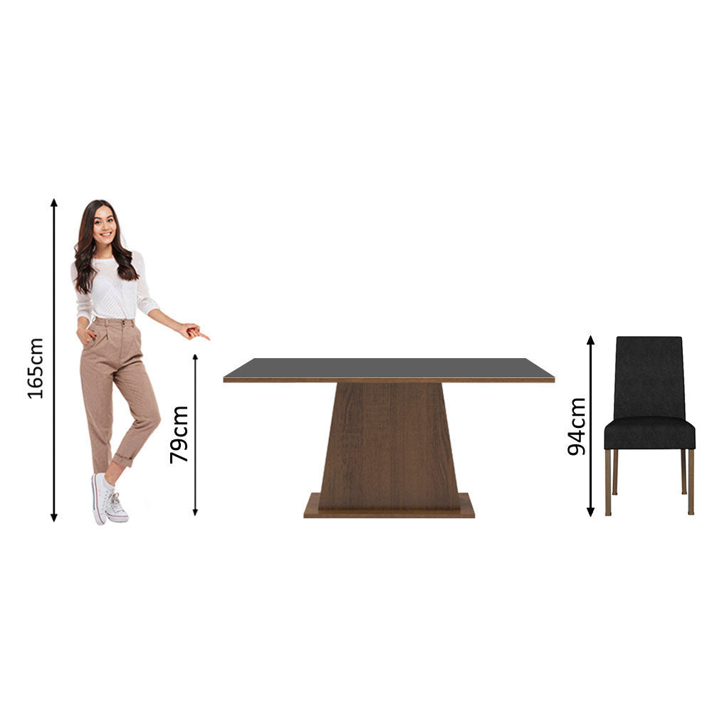 Juego de Comedor 6 Sillas Marrón/Negro/Oxford Luciana Madesa
