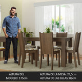 Juego de Comedor Mesa Tapa de Vidrio 6 Sillas Marrón/Lirio Beige Isla Madesa