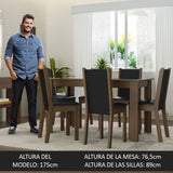Juego de Comedor Mesa Tapa de Vidrio 6 Sillas Marrón/Negro Heloísa Madesa