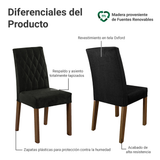 Juego de Comedor con Mesa de Tapa de Vidrio y 6 Sillas Marrón/Oxford Odara Madesa