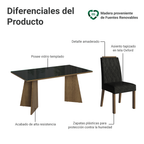 Juego de Comedor con Vidrio Sobrepuesto 6 Sillas Marrón/Negro/Oxford Sintra Madesa