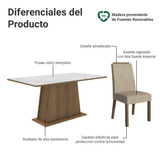 Juego de Comedor Tapa de Vidrio 6 Sillas Marrón/Blanco/Imperial Tulipa Madesa