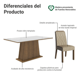 Juego de Comedor Tapa de Vidrio 6 Sillas Marrón/Blanco/Imperial Avenca Madesa