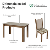 Juego Comedor Lucena Mesa Tapa de Madera 6 Sillas Marrón/Crema/Lírio Beige Madesa
