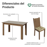 Juego de Comedor Mesa con Tapa de Madera 6 Sillas Marrón/Crema/Lirio Beige Madesa