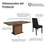Juego de Comedor Tapa con Vidrio 6 Sillas Marrón/Oxford Alba Madesa