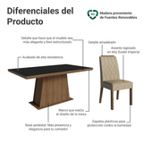 Juego de Comedor con Tapa de Madera 6 Sillas Marrón/Negro/Imperial Assis Madesa