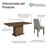 Juego de Comedor con Tapa de Madera 6 Sillas Marrón/Silver Grasse Madesa