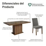 Juego de Comedor Tapa con Vidrio 6 Sillas Marrón/Silver Dinan Madesa