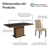 Juego de Comedor Tapa con Vidrio 6 Sillas Marrón/Negro/Imperial Dinan Madesa