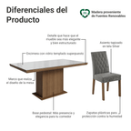 Juego de Comedor con Vidrio Sobrepuesto 6 Sillas Marrón/Blanco/Silver Dinan Madesa