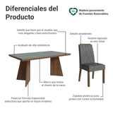 Juego de Comedor con Tapa de Madera 6 Sillas Marrón/Gris/Silver Sarlat Madesa