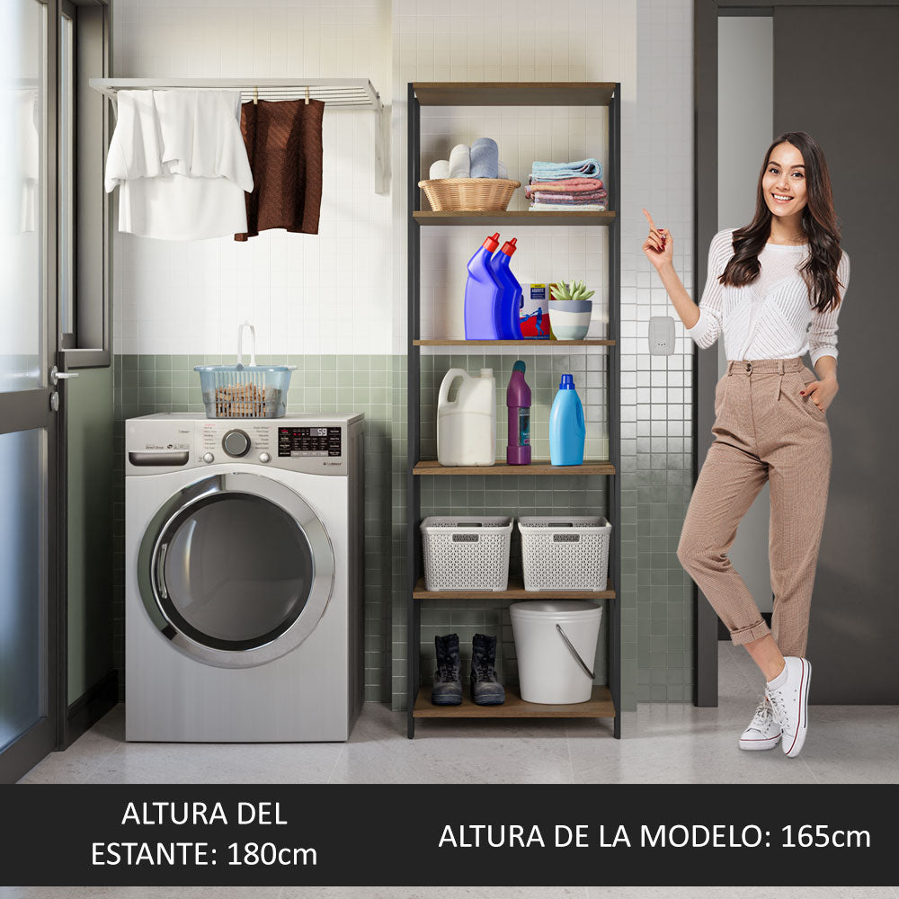 Estante Multiuso para Lavadero 59 cm Marrón/Negro Madesa