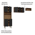 Kit para Lavadero 235 cm 7 Puertas 3 Nichos Abiertos Marrón/Negro Madesa
