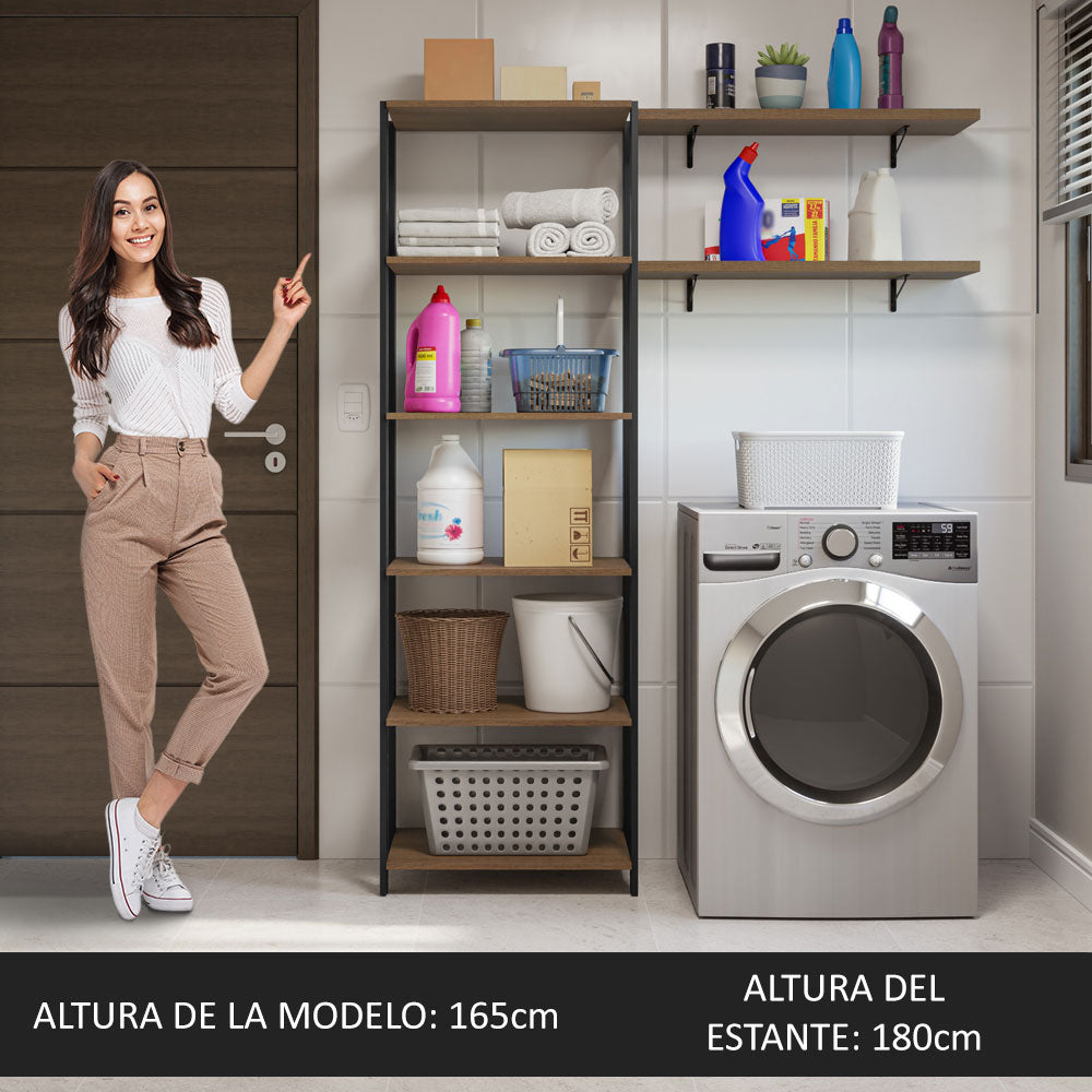 Estante Multiuso para Lavadero 139 cm Marrón/Negro Madesa