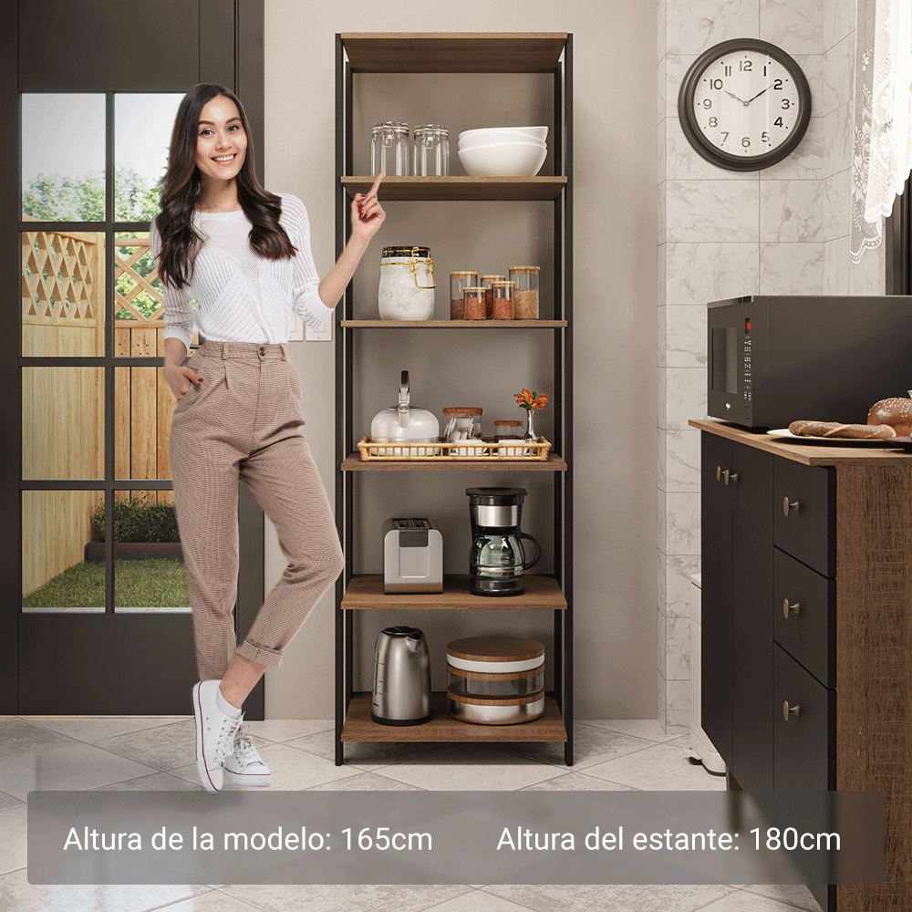 Estante Multiuso para Cocina 59 cm Marrón/Negro Madesa
