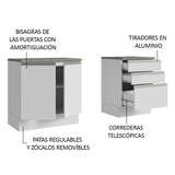 Bajo Mesada para Baño 140cm 2 Puetas 3 Cajones Blanco Madesa